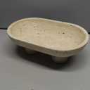 Natural Travertine Fruit Bowl, Multi-Functional Oval Stone Tray with Two Elevated Legs, Decorative Organizer for Fruit, Jewelry, Keys in Kitchen, Living Room, Entryway