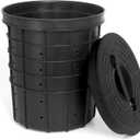 Sump Pump Basin with Lid Holds 10 Gallons 15" Tall Heavy-Duty Perforated Sump Pump Bucket With 40 Drilled Holes for Drainage in Crawl Spaces, Yards, Patios & Driveways