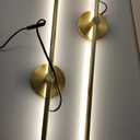 Battery Operated Modern Wall Sconces, Dimmable Wireless Wall Light Set of Two with Remote Control, 3 Color Temperatures, Rechargeable LED Wall Sconce for Bedroom, Living Room, Hallway, 27.6 Inch Brass