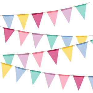 60 Flags Imitated Burlap Pennant Banner - Multicolor Fabric Triangle Rainbow Flag Bunting for Party and Festival Classroom Hanging Decoration