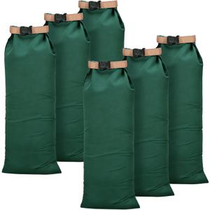 6 PCS Flood Prevention Sandbags, 28x11 Inch Reusable Canvas Flood Sandbags with Insert Buckle, Solid Flood Barrier for Flooding, Building Barriers
