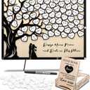 Wedding Guest Book Alternative, Guest Book Signs with Wooden Hearts Guest Book Wedding Reception for Wedding Anniversary Birthday Party Baby Shower (Black)