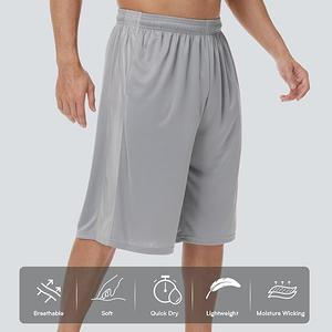 HQUEC Men's 12" Athletic Shorts Long Basketball Workout Shorts Below Knee Loose-Fit with Pockets ,5 Pcs, Assorted, Size XXL