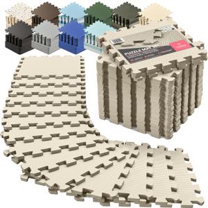 bemaxx Gym Mats Set - 18 pcs EVA Interlocking Foam Floor Tiles (12.6"x12.6"x0.4") 18sqft Protective Gym Flooring Sports Home Workout Exercise Mats Puzzle Garage Fitness Play-Room Pool Treadmill Bike