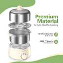 Hard Boiled Egg Cooker - CACHOO 14-Egg Rapid Stainless Steel Egg Boiler with 30-Min Timer & Auto Shut Off, Compact Electric Vegetable Steamer for Cooking, Dishwasher Safe, Beige