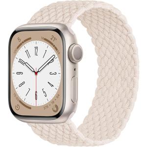 Elastic Band Compatible with Apple Watch Band Series 11/10 42mm, 9/8/7 41mm, 6/5/4 40mm for Women Men, Nylon Stretchy Braided Solo Loop Sport Strap for iWatch SE 1/2/3, XS Starlight