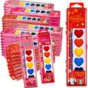 36 Packs Valentines Heart Watercolor Paint Set 8 Washable Colors with Brushes Water Color Painting Kit Party Favor Valentines Gifts Painting Kit for Adult