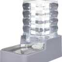 Sfozstra Automatic Dog Water Dispenser: 8L Large Gravity Light Gray Waterer with Stainless Steel Bowl - 100% BPA-Free - Suitable for Pet Owners Garden/Apartment