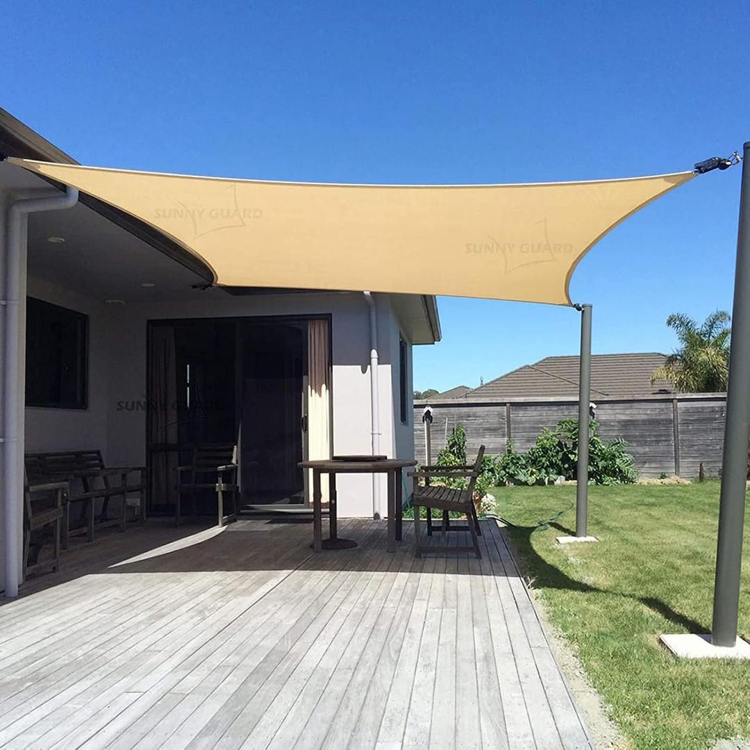 SUNNY GUARD 12' x 16' Rectangle Shade Sail 95% UV Block Outdoor Canopy