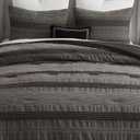 Wonderful Dark Grey Comforter Set King Size, Yarn Dyed Farmhouse Striped Cotton Lightweight Boho Comforter with Pillow Shams, Halloween Bedding, Fluffy Bedding Set for All Season