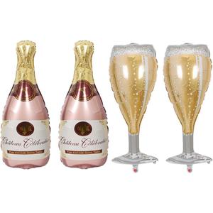 Champagne Bottle Balloons Champagne Glass Balloon Mylar Foil Balloons Birthday Engagement Bachelorette Party Bridal Shower Wedding Celebration Anniversary Decorations 4PCS