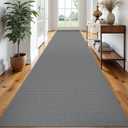 EARTHALL Extra Long Runner Rug 3x18 Ft Washable Runners for Hallways Cotton Non Slip Entryway Runner Braided Kitchen Runner Indoor Outdoor Carpet Runners for Hotels, Officel, Stair, Charcoal Gray