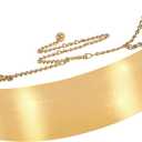 XZQTIVE Metal Waist Belt Women Shiny Polished Mirror Chain Belts Metallic Waistband Adjustable Body Link Dress Belts (Gold/2.36''width-58cm Metal Plate+67cm Chain)