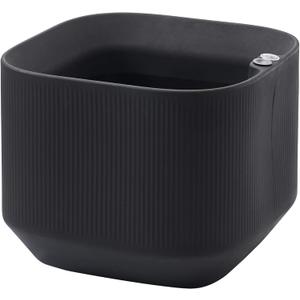 Crescent Garden Modular Trough Planter Box, Self-Watering Pot for Indoor and Outdoor Plants, Modern Planter (Caviar Black) (20"x20"x16")