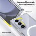 for Galaxy Z Fold 7 Case Compatible with MagSafe, Built-in Metal Kickstand & Strong Magnetic, Anti-Yellowing Non Slipping Out Phone Cover with Stand Slim fit Samsung Galaxy Z Fold7 (Clear)