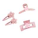 4 Pcs Cherry Blossom Hair Clips, Korean Style Sweet Flower Barrettes Mini Cute Duckbill Clips Large Creamy Flower Hair Claw Pink Hair Accessories