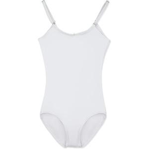 Capezio girls Team Basic Camisole With Adjustable Straps athletic leotards, White, 8 10 US