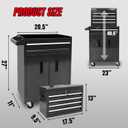 BIG RED 5-Drawer Rolling Tool Chest: Metal Tool Box with Wheels, Removable Top Tool Box, Liner, Adjustable Shelf and Locking Mechanism for Garage Workshop,Black