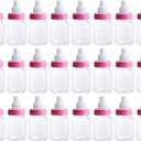 3.5 Inches Baby Bottle Shower Favor,Mini Plastic Candy Bottle,Baby Shower Supplies Boy Girl Newborn Baby Baptism Birthday Party Deco (2 Dozens, Pink) (24 Count (Pack of 1))