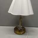 Gold Bow Table Lamp for Girls Room 16 Inch Large Coquette Bow Table Lamp with Scalloped Fabric Shade Modern Decorative Desk Light for Nightstand Living Room Nursery Bedroom, 16.54"D x 10.24"W x 10.24"H