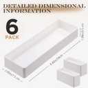 6 Pack Plastic Desk Drawer Organizer Tray 9.5 x 3 x 1.4 Inch White Desk Organizer Desktop Accessory Tray Stackable Trays for Office Makeup Bathroom Kitchen Vanity