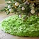 AISENO 48 Inch Green Christmas Tree Skirt Plush Decoration for Merry Christmas Party - Faux Fur Christmas Tree Skirt Decorations