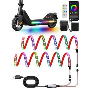 Led Lights for Scooter Night Riding, Remote & APP Controlled Colorful Skateboard LightsBattery Operated Lights for Electric Bike 60 LEDs