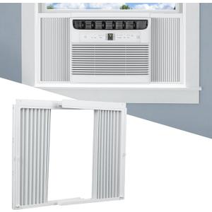 Window AC Side Panels with Frame Set,Air Conditioner Accordion Filler Curtain Replacement for Window AC Units,Fits Most 8,000 BTU Units,White,2 Pack