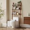 Over The Toilet Storage Shelf Wood, 3-Tier Above Toilet Organizer Rack, Freestanding Above Toilet Shelf for Bathroom, Laundry, Space Saver, Walnut Color.