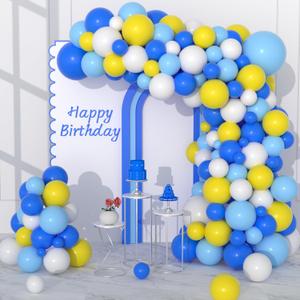 Blue Yellow White Balloon Garland Arch Kit, 132PCS Blue and Yellow White Party Balloons for Birthday Wedding Graduation Anniversary Baby & Bridal Shower Engagement Bachelorette Party Decorations