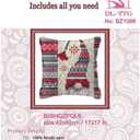 DL-YTG Latch Hook Kits Pillow Christmas Hat Crochet Yarn Cushion Colour Pre-Printed Canvas Rug Needlework DIY Pillowcase Hook and Latch Kit Home Arts Crafts Sofa Decoration 42x42cm/16X16inch
