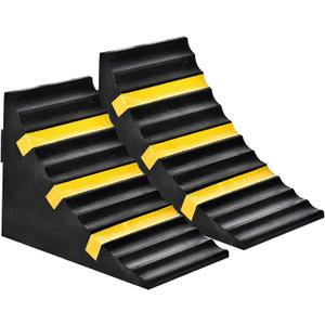 RELIANCER 2 Pack Wheel Chocks Heavy Duty Extra Large Industrial Rubber Wheel Chock Blocks w/Handle Reflective Strips for Travel Trailer Hauler Truck Fire Truck Commercial Vehicle RV 10" x 6" x 7.3"
