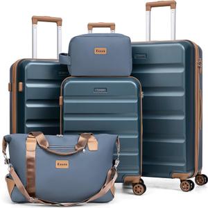 Luggage Sets 5 Piece, Suitcases with Wheels,ABS Hard Case Luggage with TSA Lock Spinner Wheels,Carry On Luggage Set (20/24/28 Inch) IceBlue