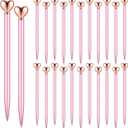 Thenshop 24 Pcs Heart Shaped Pens Retractable Metal Cute Pens 1.0 mm Black Ink Ballpoint Decorative Engagement Gifts for Women Wedding Bridal Shower Sleepover Party(Pink)