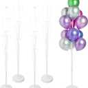 4 Sets of Balloon Stand Kit - 62in Balloon Stands with Base, Balloon Sticks, Decorations for Party Birthday Wedding Baby Shower Gender Reveal Graduation