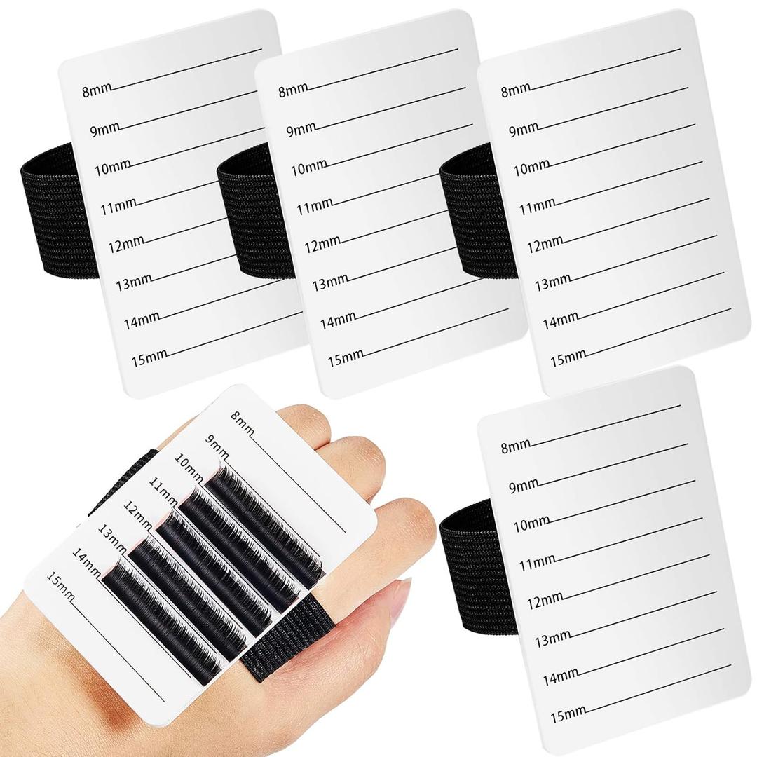 Patelai 4 Pieces Lash Holder Eyelash Extension Hand Pallet Tray Tools with Adjustable Wrist Strap Adjustable Lash Tray Strip Palette One Size Fits Most Eyelash Extension Holder(8-15 mm,White)