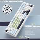 AULA F99 Wireless Mechanical Keyboard, Hot Swappable Custom Keyboard,Pre-lubed Linear Switches,Gasket Structure,RGB Backlit Gaming Keyboard (Blue&White)