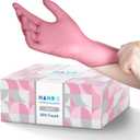 Hand-E Touch Pink Nitrile Disposable Gloves - Esthetician, Nail Tech, Hair Dye & Stylist, Cleaning Gloves