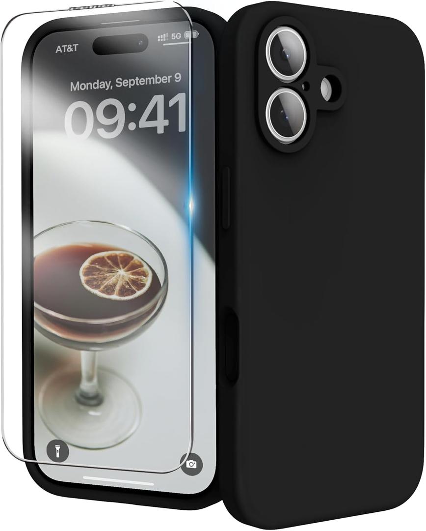 for iPhone 17 Case, Liquid Silicone Cover with Camera Protection Anti-Scratch Soft Microfiber Lining Shockproof Protective Phone Case for iPhone 17 6.3", Black