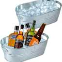2 Pack Galvanized Tub Ice Bucket Large Metal Drink Buckets for Parties Beer Beverage Tub with Carry Handles for Champagne Cocktails Wine Cooling for Mimosa Bar Supplies 3 Gallon