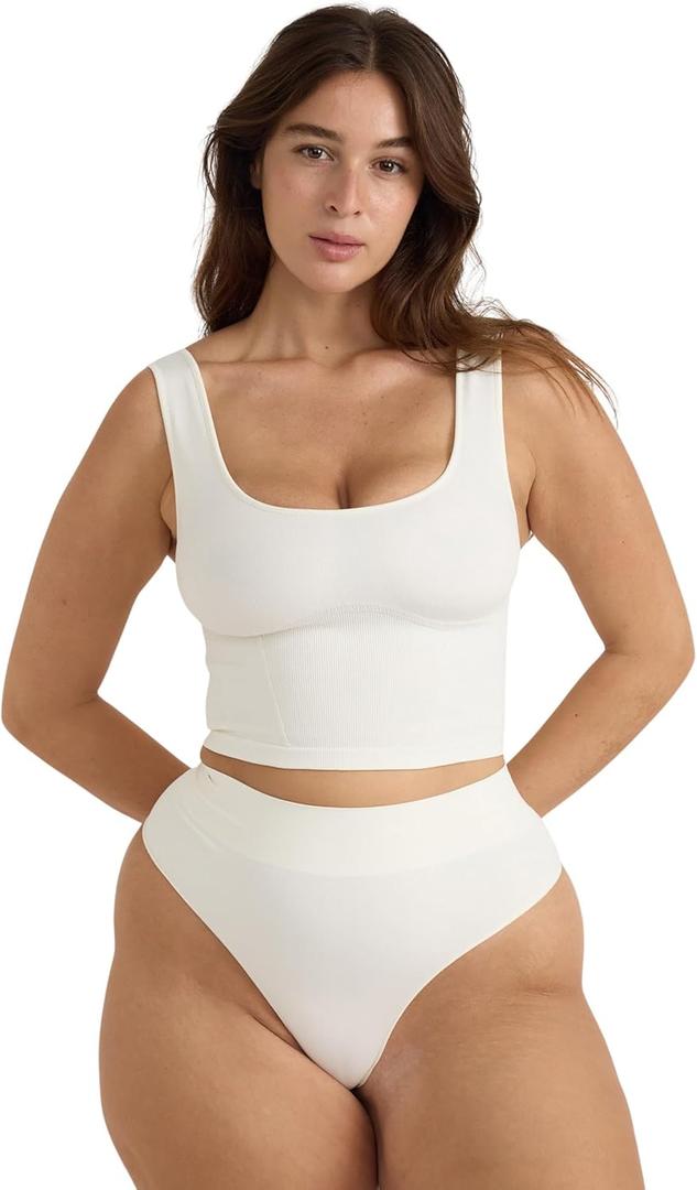 Organic Basics womens Smooth Thong Seamless Underwear (White, M)