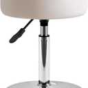 IBUYKE Height Adjustable 360°Swivel Vanity Stool, Tufted Round Vanity Chair for Makeup Room, Faux Leather Vanity Stool for Bathroom, Living Room, Modern Ottoman, White WBD025W