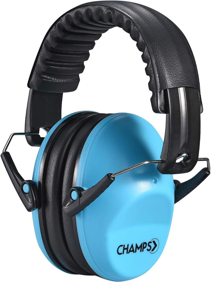 Champs Ear Muffs for Noise Reduction Earmuff Noise Protection Reduction Headphones for Toddlers Kid Children Teen NRR 25dB Safety Hearing Ear Muff Air Shows, Concerts, Firework, Study [Blue]