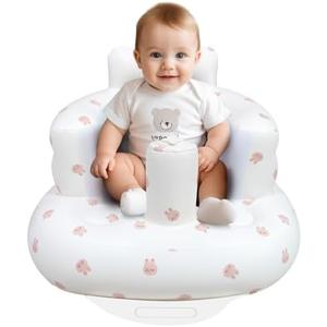 AirSwim Inflatable Baby Chair, Inflatable Baby Seat for Babies 3 Months and Up, Summer Blow Up Chair with Built in Air Pump, Bumbo Seat for Learning to Sit, Palying, Camping, Bear