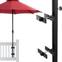 Patio Umbrella Holder Easy Installation - Space Saving Umbrella Holder Design - Outdoor Umbrella Base and Mount - Attaches to Railing Maximizing Outdoor Patio Space and Shade, Black