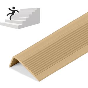 Rubber Stair Nosing - 7Ft Stair Anti-Slip Adhesive Strip, Made of Wear-Resistant Rubber, Mute, Easy to Install - Indoor/Outdoor, Helps Elderly and Children Prevent Slipping (7Ft, Light Brown, 1)