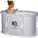 Portable Bathtub, Foldable Bathtub No Installation, Freestanding Shower Bathtubs with Cushion, Collapsible SPA Soaking Bath Tub, Hot & Ice Bath Tub for Indoor Outdoor (Light Gray)