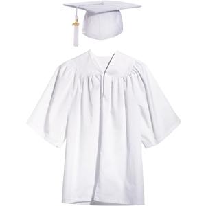 White Child Graduation Set, Cap, Gown, Tassel, Charm, Large