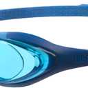 ARENA Unisex Youth Spider Junior Swim Goggles Girls and Boys Ages 6 to 12 Fogless Lenses Easy to Adjust Strap No Leak (Blue/Lightblue/Blue), Style: Youth Non-mirrored