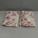 jinchan Linen Floral Tier Curtains 36 Inch Farmhouse Botanic Cafe Curtains Light Filtering Drapes for Small Windows Back Tab Half Window for Kitchen Living Room Bathroom 2 Panels Red (Floral Brick Red on Beige)